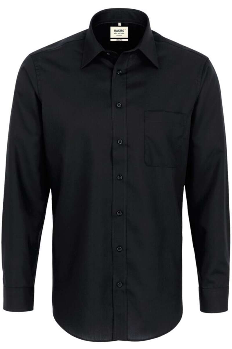 HAKRO Comfort Fit Hemd schwarz, Einfarbig