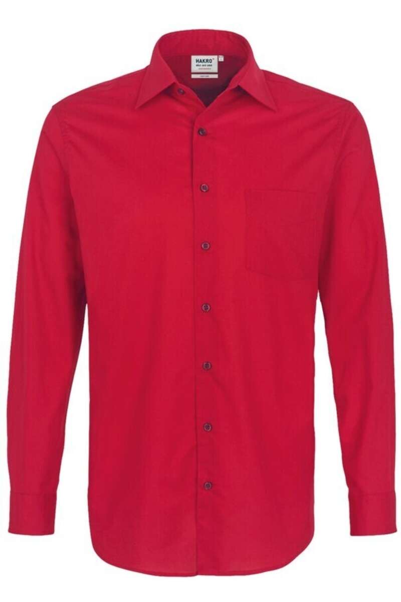 HAKRO Comfort Fit Hemd rot, Einfarbig