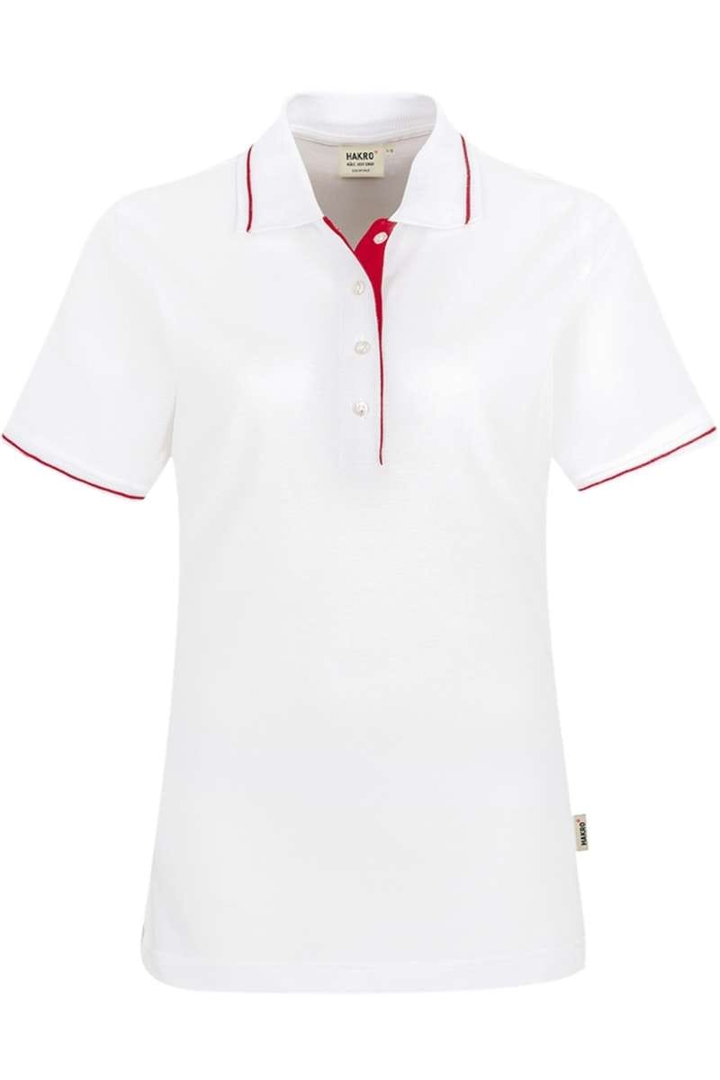 HAKRO 203 Regular Fit Damen Poloshirt weiss/rot, Zweifarbig