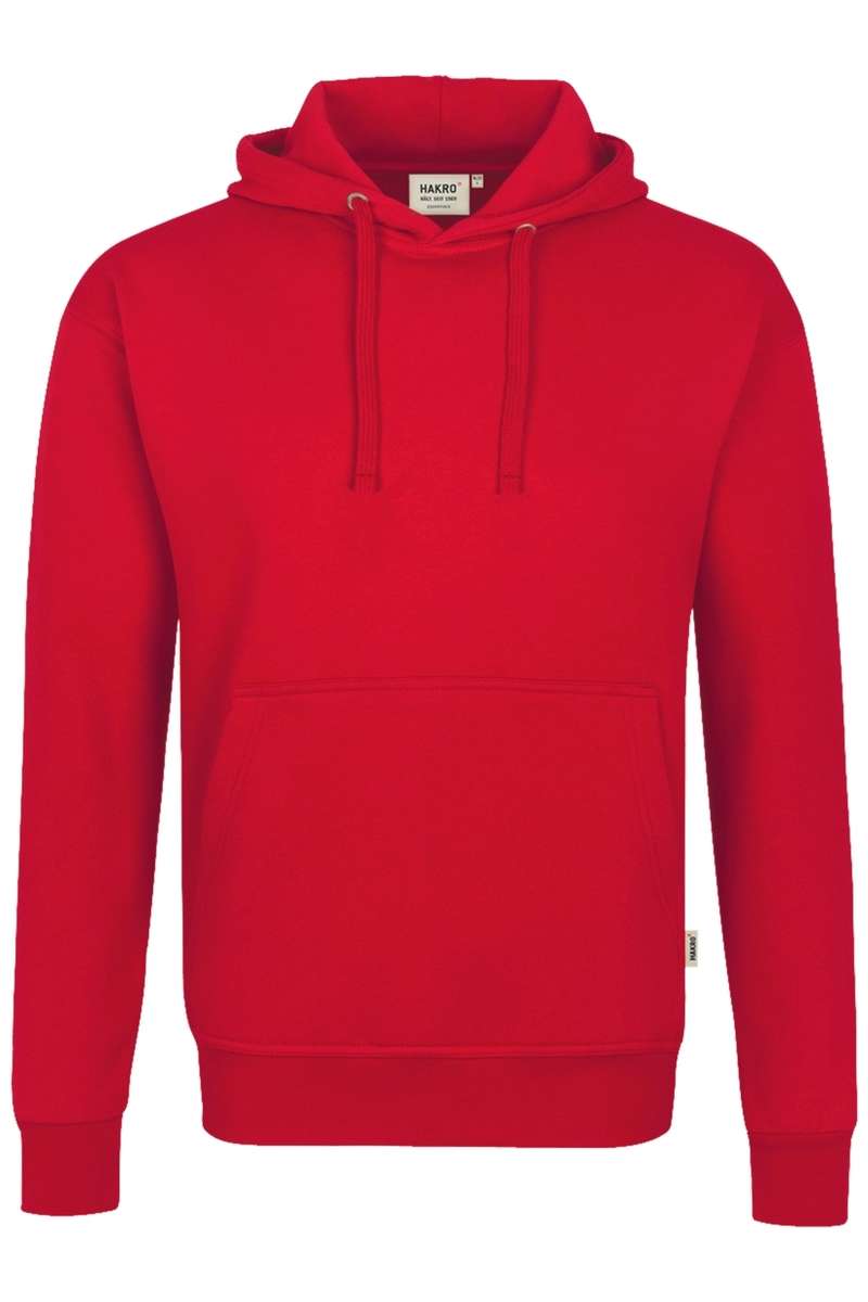 HAKRO 601 Comfort Fit Kapuzen Sweatshirt rot, Einfarbig