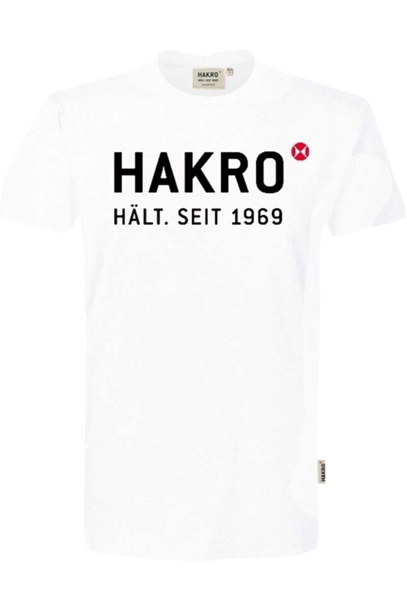 HAKRO Regular Fit T-Shirt Rundhals weiss, bedruckt
