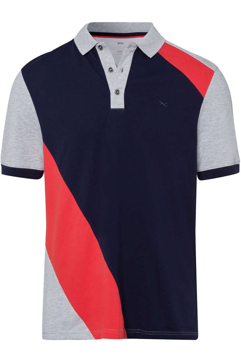 Brax Casual Modern Fit Poloshirt Kurzarm blau/rot
