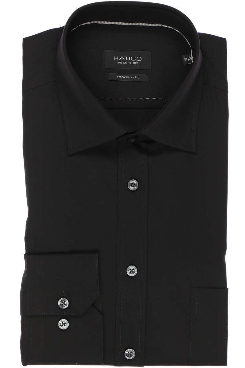 Hatico Modern Fit Hemd schwarz, Einfarbig