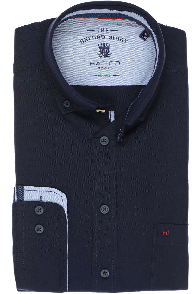 Hatico Modern Fit Hemd marine, Einfarbig