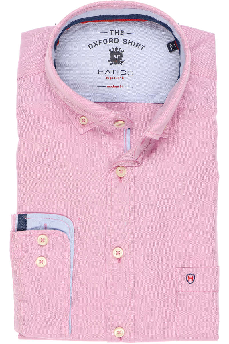 Hatico Modern Fit Hemd rosa, Einfarbig