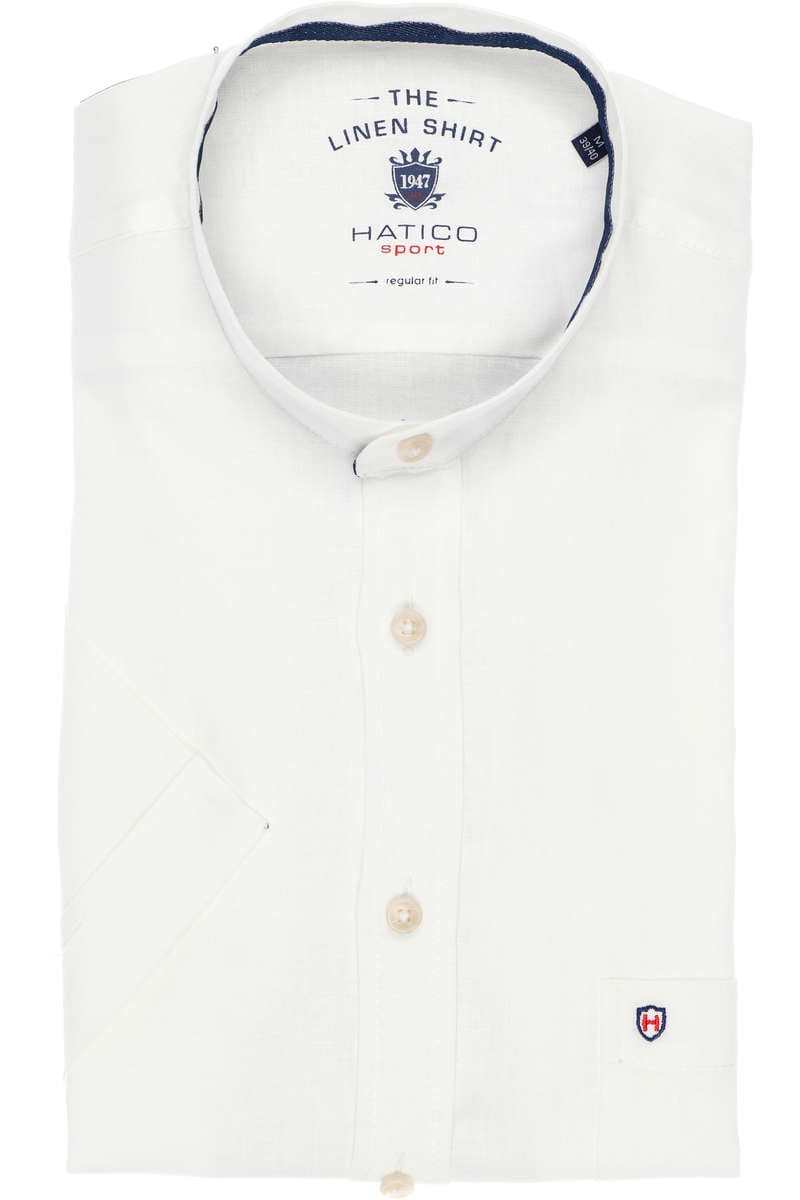 Hatico Regular Fit Leinenhemd weiss, Einfarbig