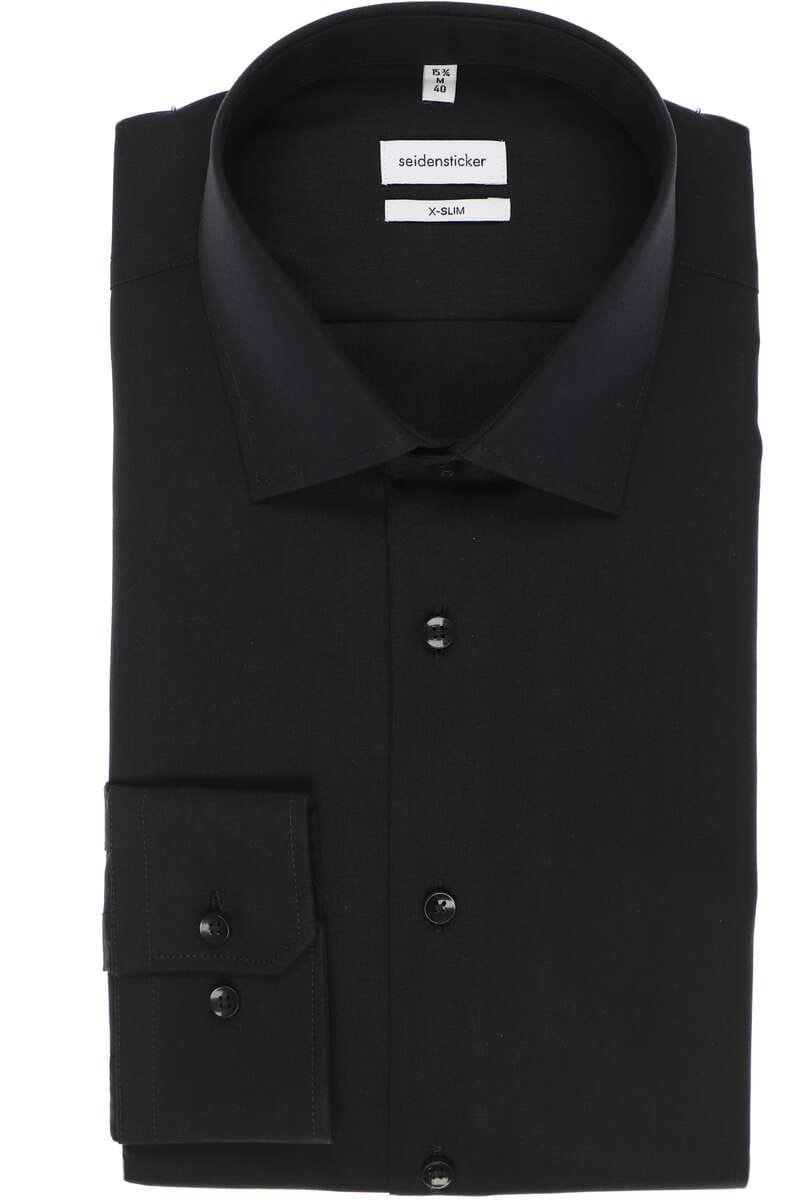 Seidensticker X-Slim Hemd schwarz, Einfarbig