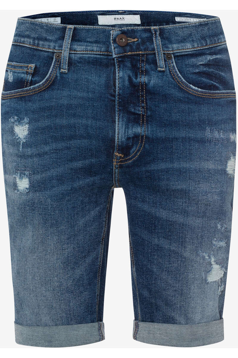 Brax Casual Regular Fit Kurze Jeans dunkelblau-used, Einfarbig
